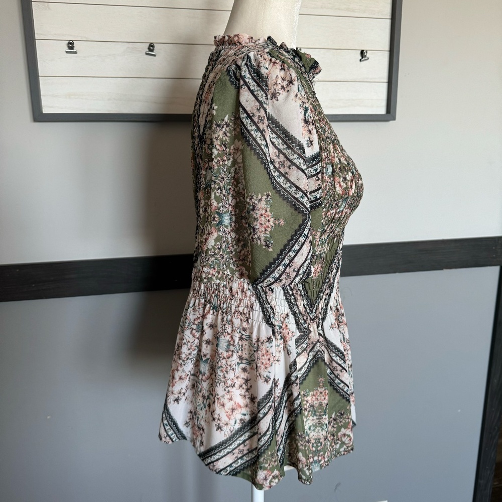 SWEET RAIN woman’s floral blouse cap short sleeve pelpum size large - Picture 4 of 12